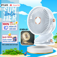 Quạt Kẹp Bàn Mini Tích Điện Dung Lượng 10.000mAh, 5 Chế Độ Gió, Quạt Tích Điện Xoay 360 Độ Kèm Đèn Ngủ & Pin sạc
