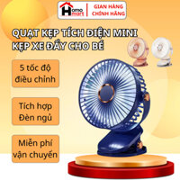 Quạt Kẹp Bàn Mini Tích Điện Dung Lượng 10.000mAh, 5 Chế Độ Gió, Quạt Tích Điện Xoay 360 Độ Kèm Đèn Ngủ & Pin sạc