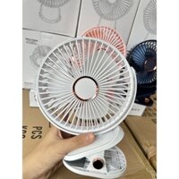 Quạt Kẹp Bàn Mini Tích Điện Dung Lượng 12.000mAh, 5 Chế Độ Gió, Quạt Tích Điện Xoay 360 Kèm Đèn Ngủ & Pin sạc Tiện Lợi