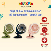 Quạt kẹp bàn tích điện sạc Toytopia xoay 180 độ có đèn led, dung lượng pin lớn, 3 tốc độ gió mạnh