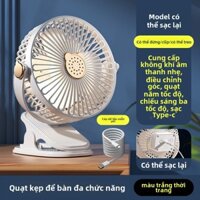 Quạt kẹp đa chức năng cho ký túc xá, quạt nhỏ treo tường di động, USB có đèn, quạt kẹp dọc