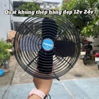 Quạt kẹp lồng sắt cánh sắt 22cm màu đen 12V – 24V kẹp trên ô tô xe hơi