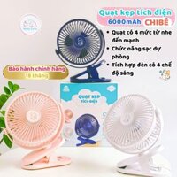 Quạt kẹp tích điện CHIBÉ K12 tích hợp đèn ngủ, chức năng sạc dự phòng, thời gian sử dụng lên đến 20h