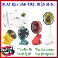 Quạt Kẹp Tích Điện Dễ Thương, Siêu Mát, Xoay 360 Độ Siêu Tiện Lơi (Kẹp Bàn Học, Làm Việc, Xe Đẩy, Nôi Em Bé, Ô Tô, ...)
