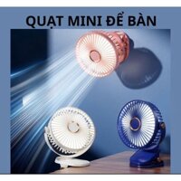 Quạt kẹp tích điện pin sạc có đèn led 3 tốc độ tiện dụng để bàn siêu mát