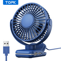 Quạt kẹp TOPK [Chạy bằng USB] 720° Xoay 3 Chế Độ Tốc Độ Gió Mạnh & Quạt Để Bàn Siêu Nhanh Cho Văn Phòng Tại Nhà Du Lịch Ngoài Trời Quạt Xe Đẩy Mini USB Di Động 1-Pack