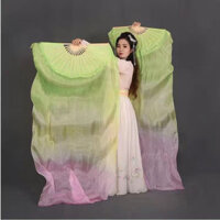 Quạt khiêu vũ Dòng Quạt lụa dài Biểu diễn màu gradient Quạt tưởng tượng Múa bụng Múa bụng Múa lụa Đạo cụ