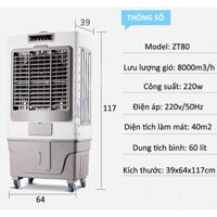 Quạt làm mát bằng hơi nước AKYO ZT 80 NHẬP KHẨU THÁI LAN công xuất lớn 200w