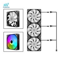 Quạt làm mát vỏ Tishita 3x Đa năng 120mm, Đèn LED RGB 1200RPM, Quạt máy tính 12V DC Professional, Phụ kiện 3Pin 3.6W Làm mát PC