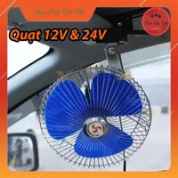 Quạt lồng sắt đế kẹp 12V hoặc 24V dùng trên ô tô XE TẢI CẦN CẨU-3 cánh