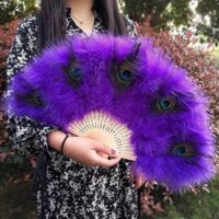Quạt lông vũ biểu diễn trực tiếp, quạt cheongsam, quạt nhảy, quạt gấp phong cách cổ điển, quạt dày và mềm mại cho người nổi tiếng trên internet