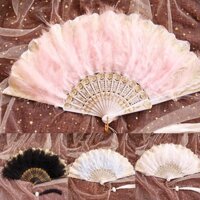 Quạt lông vũ cầm tay phong cách retro hóa trang lễ Halloween/tiệc khiêu vũ/tiệc trà/nhiều chương trình đa dạng