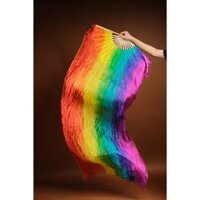 Quạt Lụa 7 Màu Dài, Quạt Múa 7 Màu Vải Lụa Mềm Mại Cực Đẹp