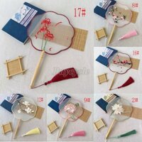 Quạt Lụa Cầm Tay Dáng Tròn Thêu Họa Tiết Phong Cách Trung Hoa Cổ Điển Thời Trang