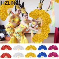 Quạt Lụa Con Công HZLING, Quạt Nhảy Múa Bụng 38cm / 45cm, Quạt Hiệu Suất Gấp Giả Dài Di Động Nhảy Múa Vuông