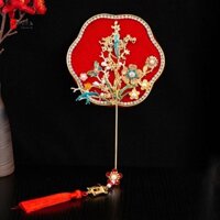 Quạt lụa giới hạn NEWEARTH có mặt dây chuyền Bó hoa cưới Trung Quốc