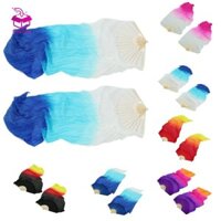 Quạt lụa nhảy múa bụng Quạt gấp dài 180x90cm Trắng