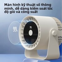 Quạt lưu thông không khí hiển thị kỹ thuật số mới, quạt mini USB sạc lại, quạt turbo để bàn không cần khoan