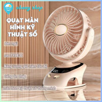 Quạt Màn Hình Kỹ Thuật Số 5 Tốc Độ Tích Hợp Máy Khuếch Tán Tinh Dầu Kẹp Bàn Kẹp Quạt Cầm Tay Pin 10000MA hánh sáng ban