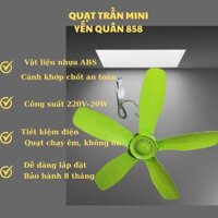 Quạt màn mini, quạt trần mini, quạt trần Yến Quân -  858, 5 cánh làm bằng nhựa cao cấp bền đẹp 52cm rất tốt cho sức khỏe