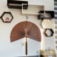 Quạt mành tre treo tường trang trí, quạt decor màu hồng nhạt size 60cm, 80cm,100cm
