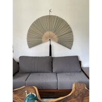 Quạt mành tre treo tường trang trí, quạt decor màu trộn đen trắng 1 đầu size 60cm, 80cm, 120cm,100cm