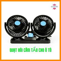 Quạt máy đôi mini 12v, 24v xoay 360 tiện ích trên ô tô