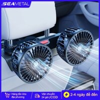 quạt máy đôi mini 12v SEAMETAL quạt điện hai đầu phù hợp với mọi dòng xe