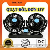 Quạt máy đôi mini 12v xoay 360 tiện ích trên ô tô dễ sử dụng