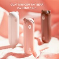 Quạt mini cầm tay 3 trong 1 hình gấu bear F8, quạt tích điện cầm tay Jisulife kiêm đèn pin và sạc dự phòng tiện lợi