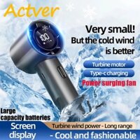 Quạt Mini cầm tay Actver Quạt phản lực có thể sạc lại Gió mạnh 3 bánh tốc độ gió Màn hình kỹ thuật số