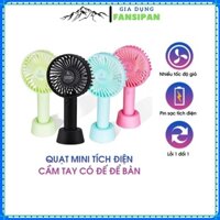 Quạt Mini Cầm Tay, Để Bàn Sạc Tích Điện Siêu Tiện Dụng Cho Mua Hè, Tặng Kèm Dây Đeo Quạt Cute