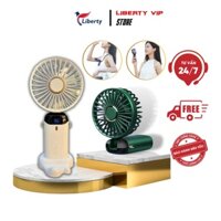 Quạt mini cầm tay đeo cổ Liberty sạc tích điện để bàn kiêm giá đỡ điện thoại thông minh thời gian dử dụng 15 - 24h