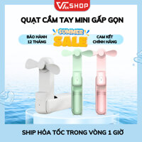 Quạt mini cầm tay gấp gọn 3 chế độ gió tích hợp làm sạc dự phòng điện thoại dung lượng pin 2000mAh