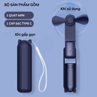 Quạt Mini Cầm Tay Gấp Gọn Tiện Lợi homeplus với 3 Chế Độ Gió Sạc Dự Phòng Điện Thoại Pin 2000mAh