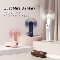 Quạt mini cầm tay gấp gọn tiện lợi 3 chế độ gió tích hợp làm sạc dự phòng điện thoại dung lượng pin 2000mAh
