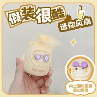 Quạt mini cầm tay hoạt hình thú vị, có thể sạc lại qua USB, quạt mini di động cho sinh viên, văn phòng, quạt dễ thương OOCC