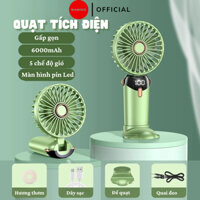 Quạt Mini Cầm Tay NAMIKO Có Dây Đeo Tích Điện 5 Cấp Độ Gió Đèn LED Hiển Thị Pin