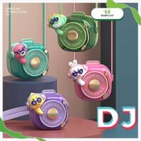 Quạt mini cầm tay, quạt mini có dây đeo cổ, quạt mini tích điện cầm tay hoạt hình dễ thương - Happy Life 4Kid