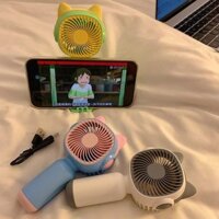 Quạt mini cầm tay USB, có thể sạc lại, yên tĩnh, cho học sinh, bổ sung thức ăn cho trẻ em, gió mạnh, thời lượng pin dài, di động, hình hoạt hình
