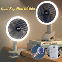 Quạt mini để bàn cầm tay Quạt kẹp bàn tích điện có đèn Quạt treo tường thông minh 4 tốc độ gió dung lượng pin lớn