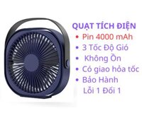 Quạt Mini Để Bàn M102, Quạt Tích Điện Dung Lượng Pin 4000 mAh, 3 Chế Độ Gió, Xoay 360 Độ - Hàng Chính Hãng - Xanh-Pin4000 mAh