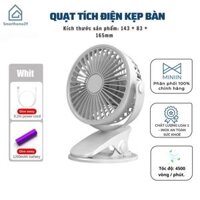 Quạt Mini Để Bàn- Quạt Tích Điện Kẹp Bàn, Cầm Tay, Xoay 720 Độ Tiện Ích - HÀNG CHÍNH HÃNG MINIIN - Màu Trắng