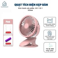 Quạt Mini Để Bàn- Quạt Tích Điện Kẹp Bàn, Cầm Tay, Xoay 720 Độ Tiện Ích - HÀNG CHÍNH HÃNG MINIIN - Hồng