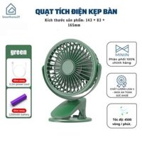 Quạt Mini Để Bàn- Quạt Tích Điện Kẹp Bàn, Cầm Tay, Xoay 720 Độ Tiện Ích - HÀNG CHÍNH HÃNG MINIIN - Xanh lá