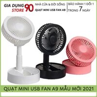 Quạt Mini Để Bàn Sạc Tích Điện Gấp Gọn USB Fan A9, Siêu Tiện Dụng Cho Mùa Hè 2021