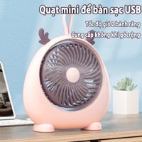 Quạt mini để bàn sạc USB quạt tích điện di động động cơ không tiếng ồn 2 tốc độ gió pin 700mAh Quạt máy tính để bàn