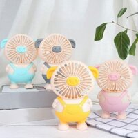 Quạt mini hình heo dễ thương mới, có thể sạc lại qua USB, quạt nhỏ hoạt hình, quạt điện im lặng cho sinh viên văn phòng