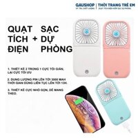 Quạt mini kiêm sạc dự phòng - Quạt mini cầm tay gấp gọn 3000mAh