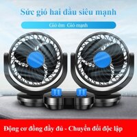 Quạt mini ô tô quạt đôi xoay 360 làm mát gió mạnh gắn taplo treo ghế các loại xe ô tô sạc nhanh 12V